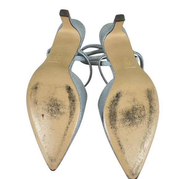 Nina Silver Glitter Shimmer Pointed Closed Toe Rhinestone Strappy Heels Size 11 - Picture 7 of 9